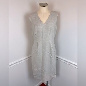 BANANA REPUBLIC Sleeveless Grey/Silver Herringbone Wool Blend Sheath Dress | 10